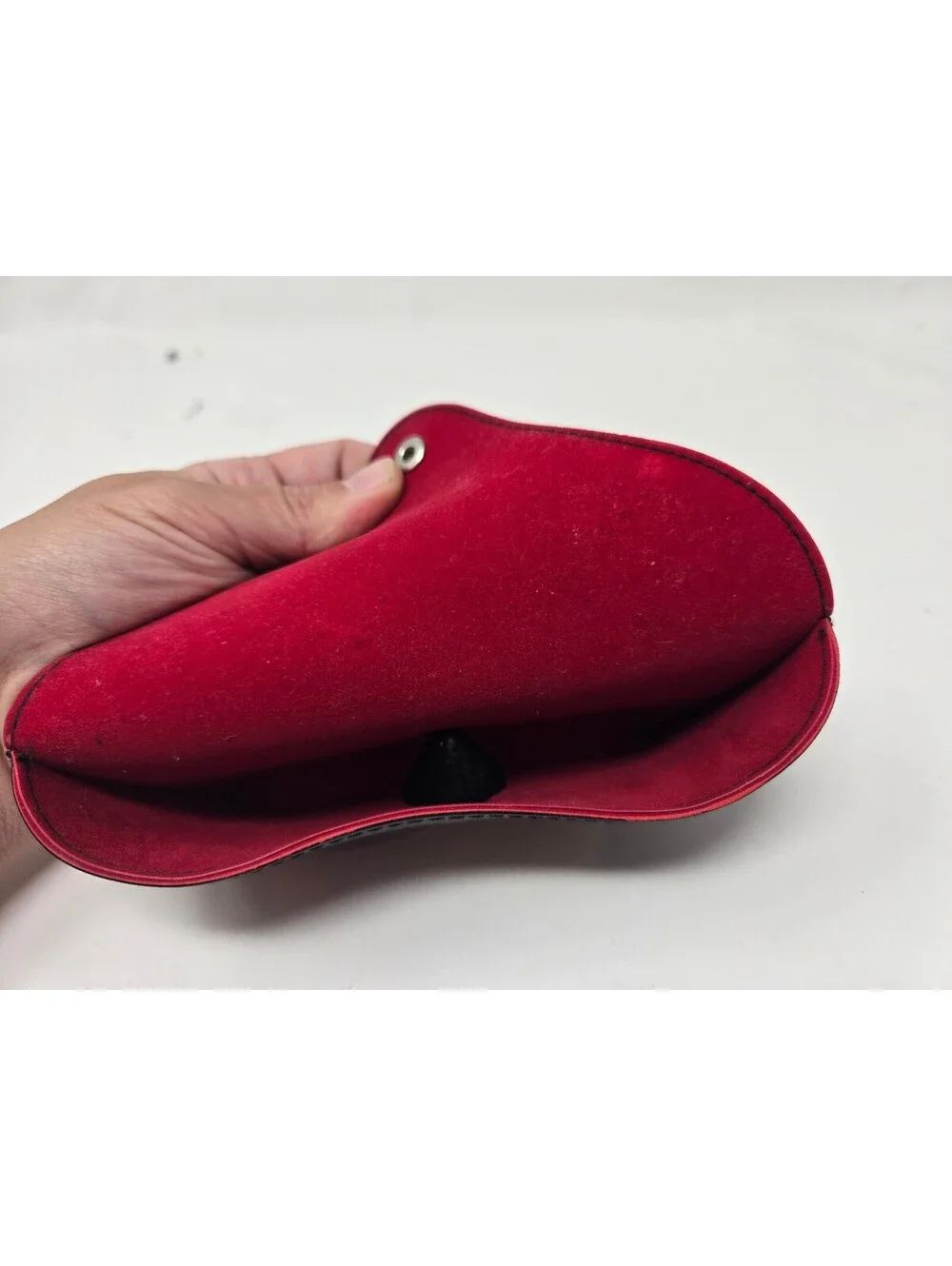 Ray-Ban Black Leather Sunglasses Case with Red Interior